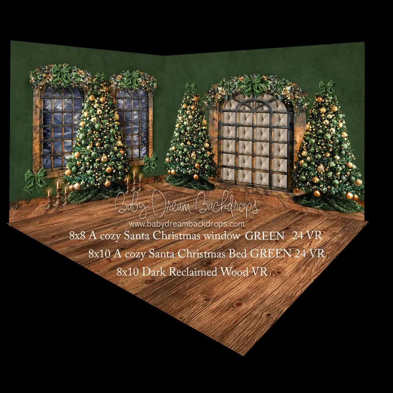 A Cozy Santa Christmas Window Green 24 Anda Cozy Santa Christmas Bed Green 24 Fabric Room 1