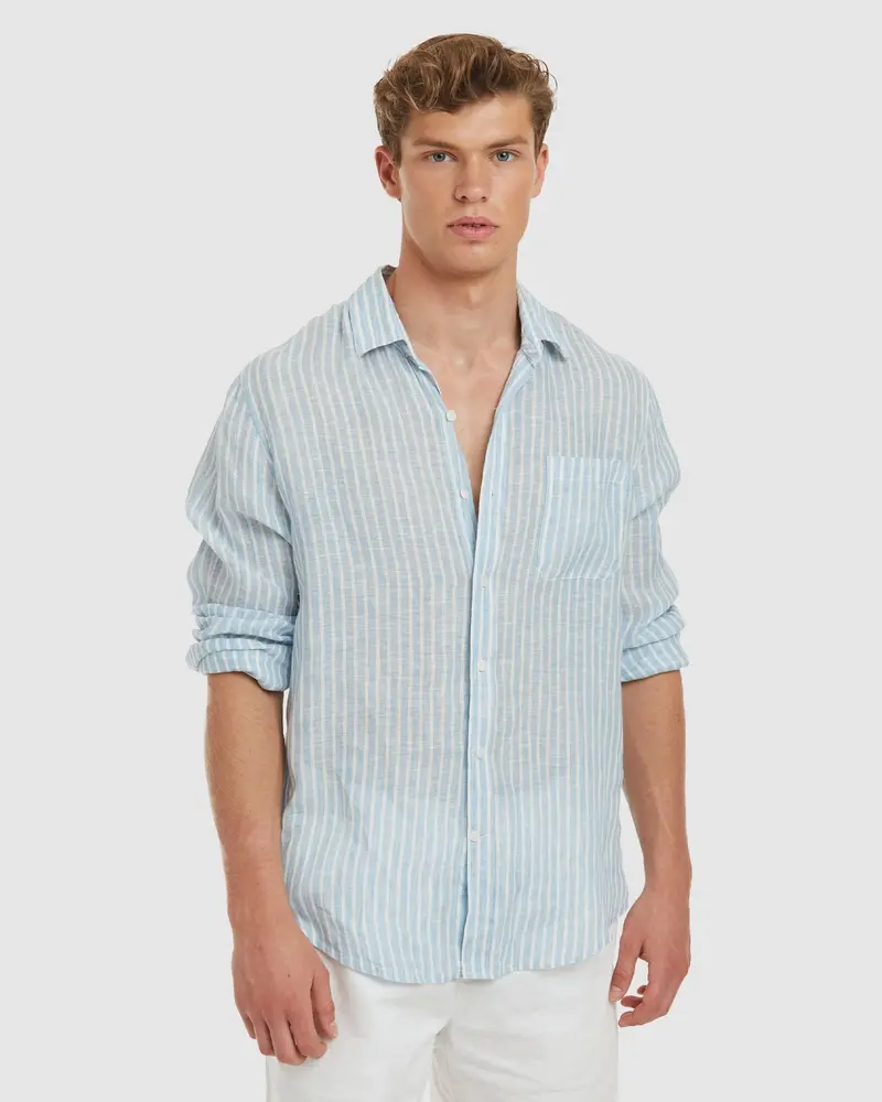 Antibes Chambray Stripes Linen Shirt - Casual Fit 1