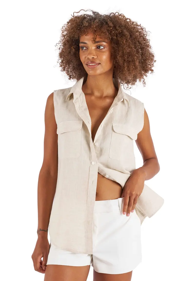 Aura-Linen Natural Ss Linen Shirt 1