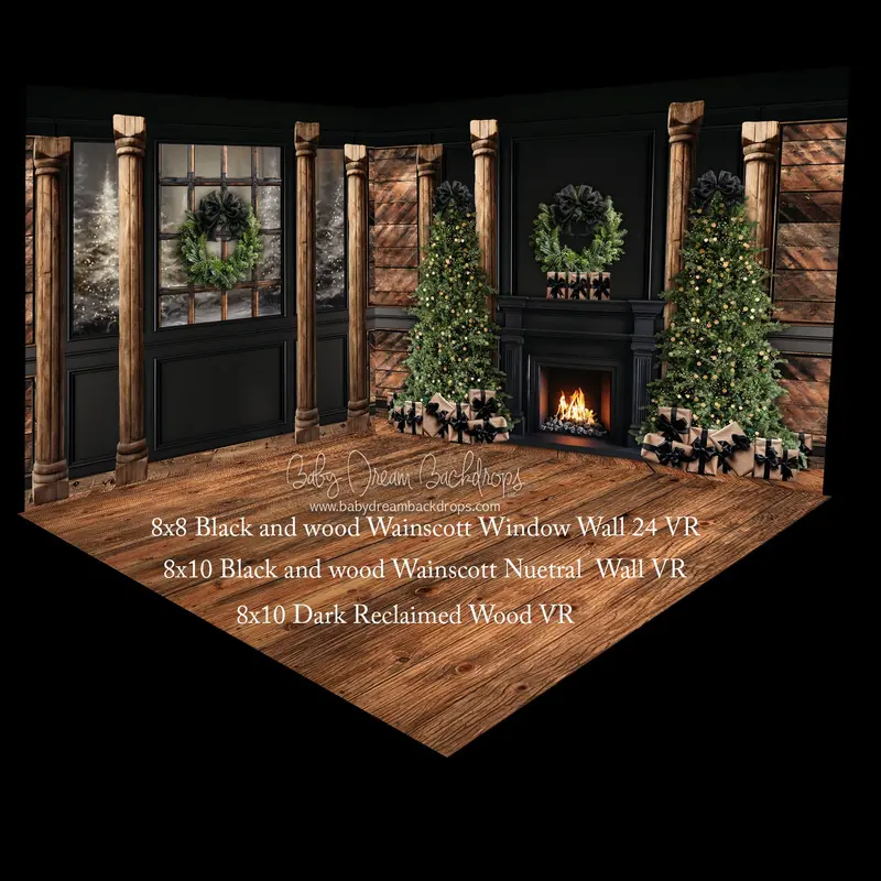 Black And Wood Wainscott Window Wall 24 And Black And Wood Wainscott Nuetral  Wall Fabric Room 1