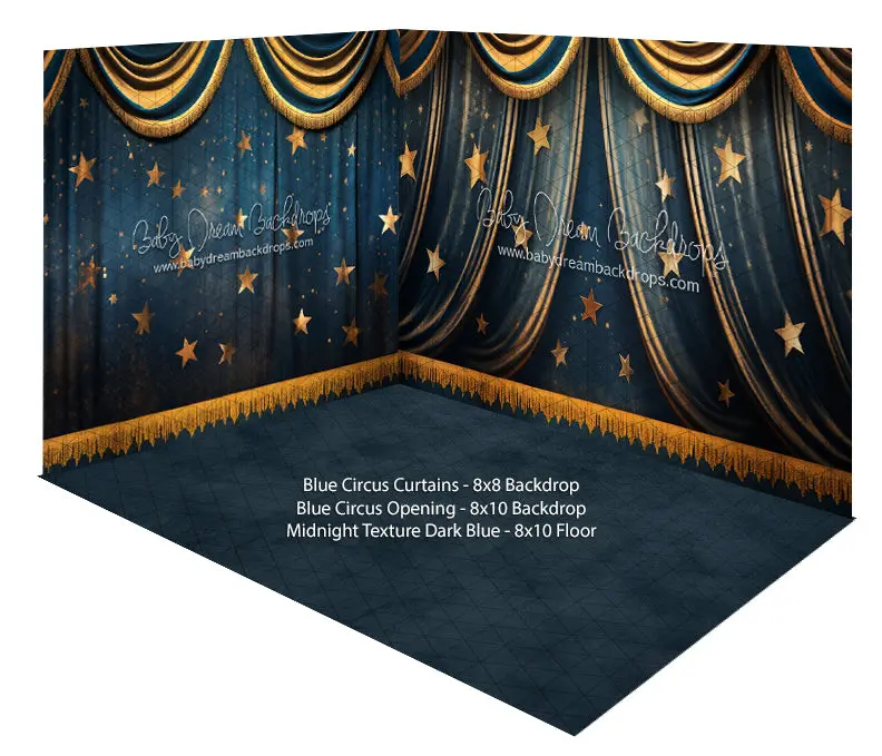 Blue Circus Curtains + Blue Circus Opening + Midnight Texture Dark Blue 1