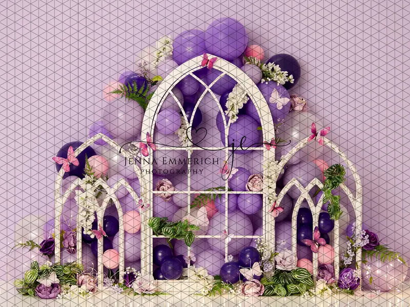 Butterfly Purple Floral Arch (Je) 1
