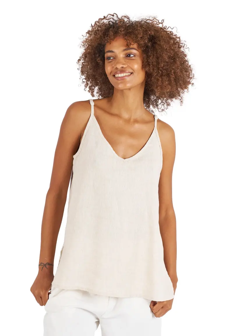 Cami-V Natural Linen Top 1