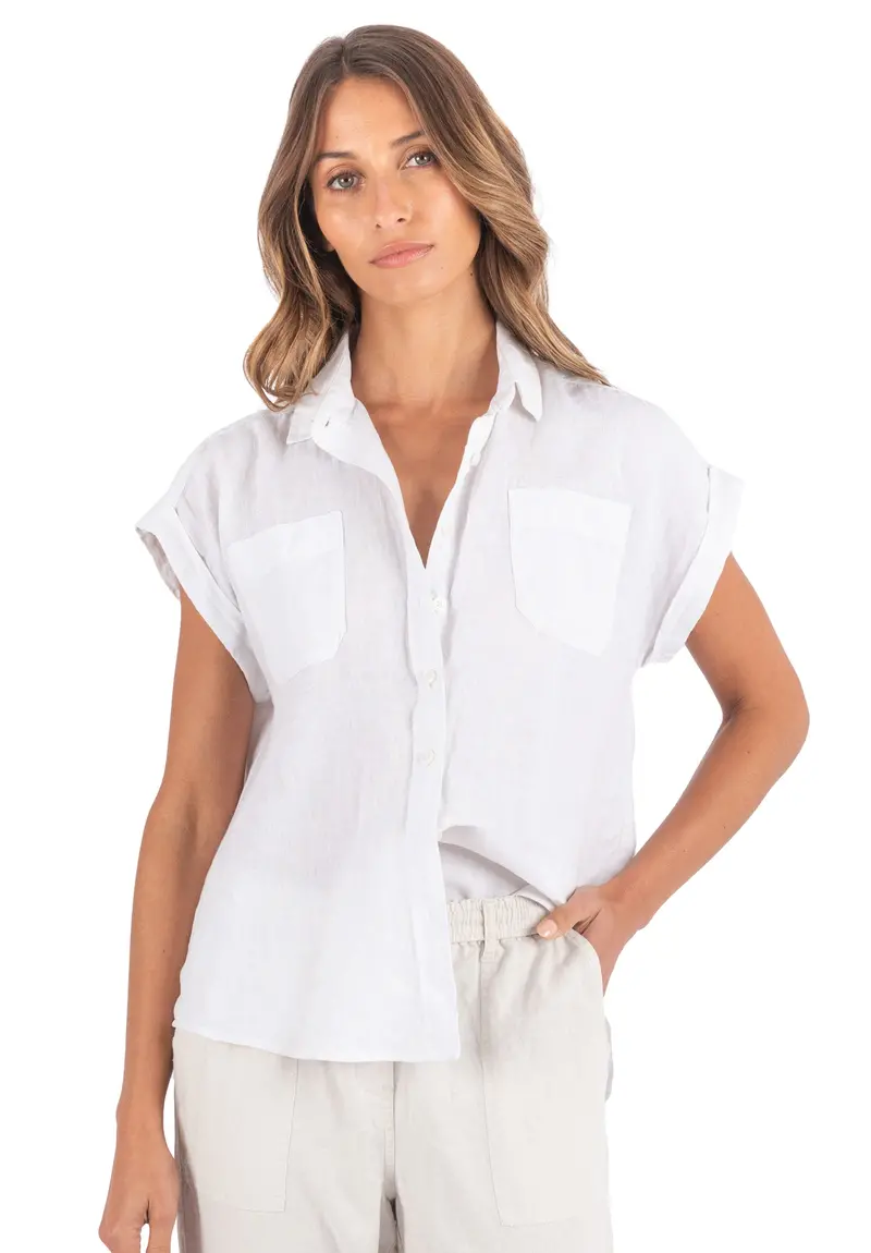 Capri White Ss Linen Shirt 1