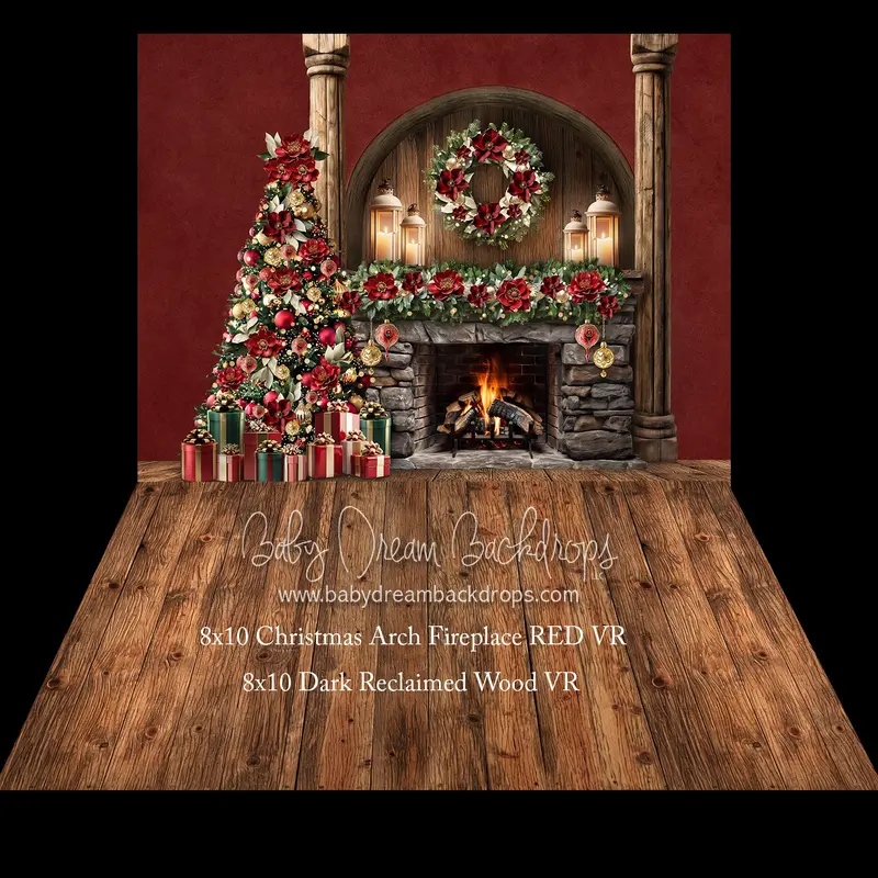 Christmas Arch Fireplace Red Bundle 1