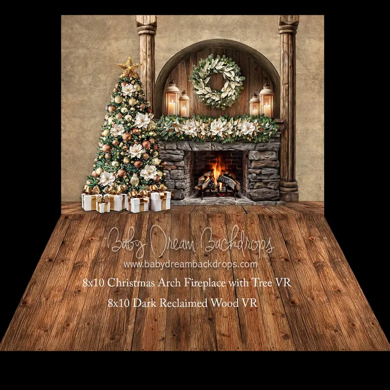 Christmas Arch Fireplace With Tree Fabric Bundle 1