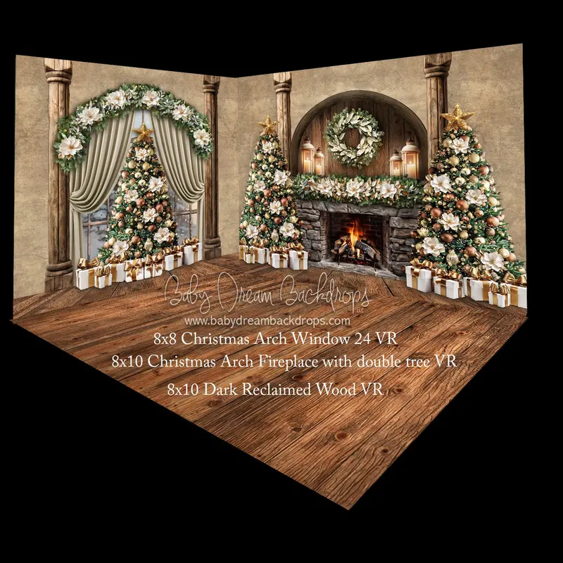 Christmas Arch Window 24  And Christmas Arch Fireplace With Double Tree Fabric Room 1