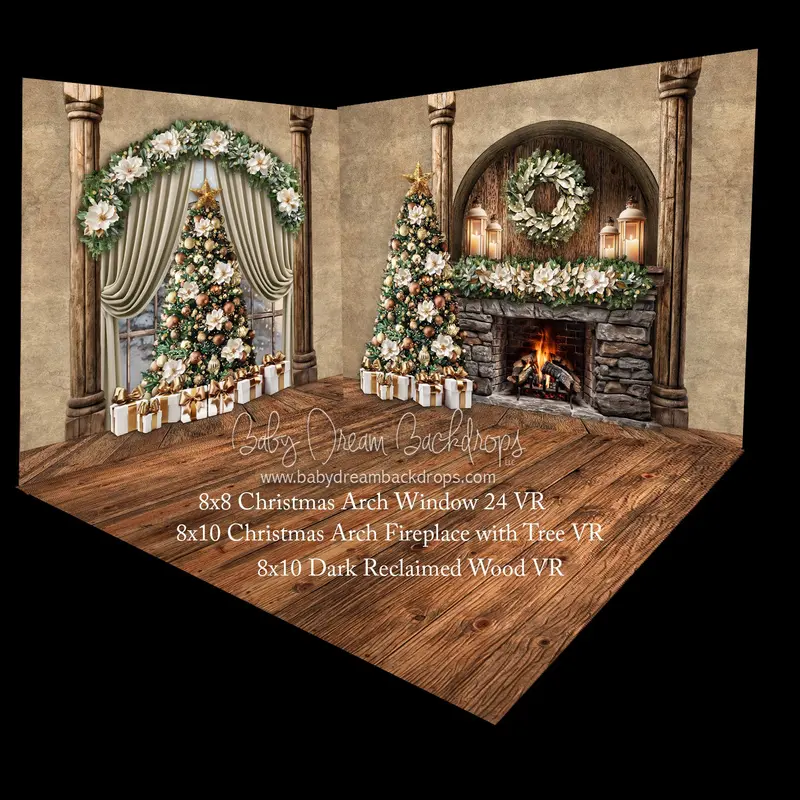 Christmas Arch Window 24  And Christmas Arch Fireplace With Tree Fabric Room 1