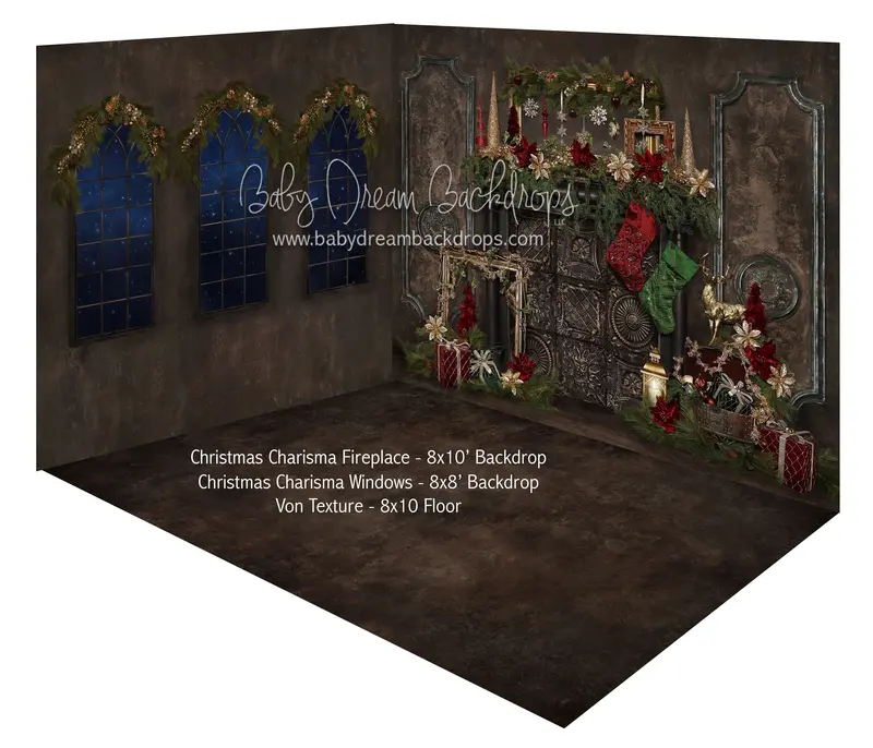 Christmas Charisma Fireplace And Christmas Charisma Windows Fabric Room 1