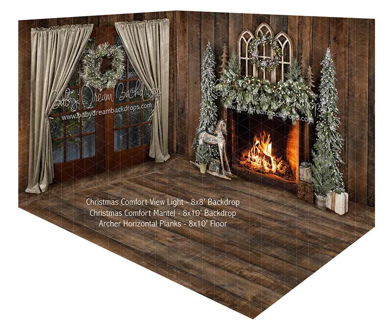 Christmas Comfort View Light And Mantel Fabric Room 1
