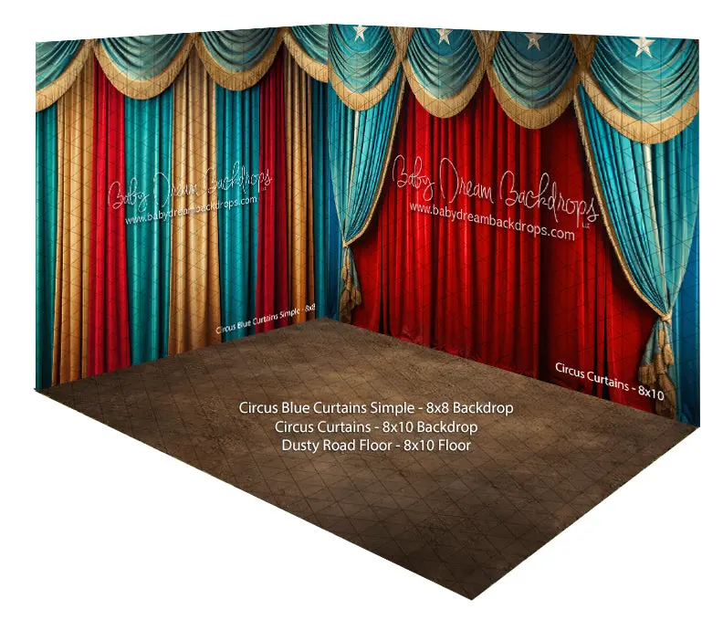 Circus Blue Curtains Simple + Circus Curtains + Dusty Road Floor 1
