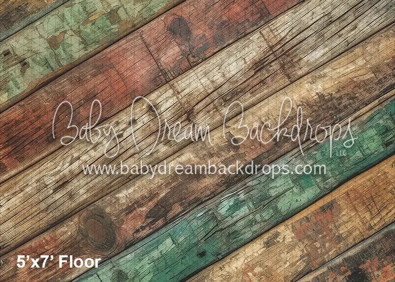 Colorful Wood Floor Diagonal (Wm) 1