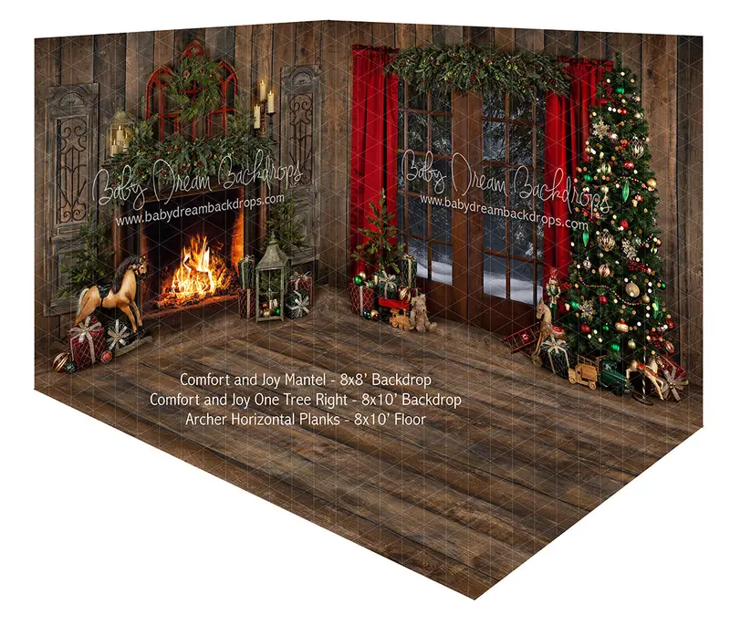 Comfort And Joy Mantel And View One Tree (Right) Fabric Room 1