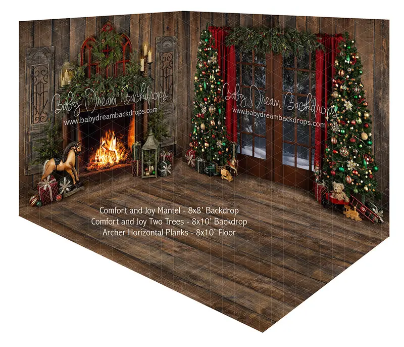 Comfort And Joy Mantel And View Two Trees Fabric Room 1