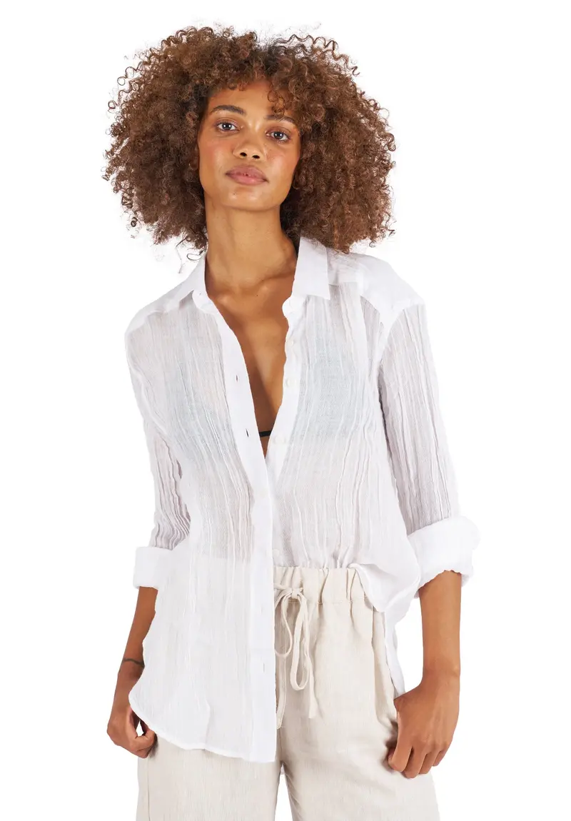 Crinkle-Shirt White Oversized Linen Shirt 1