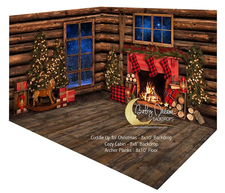 Cuddle Up (Red Mantel) And Cozy Cabin Fabric Room 1