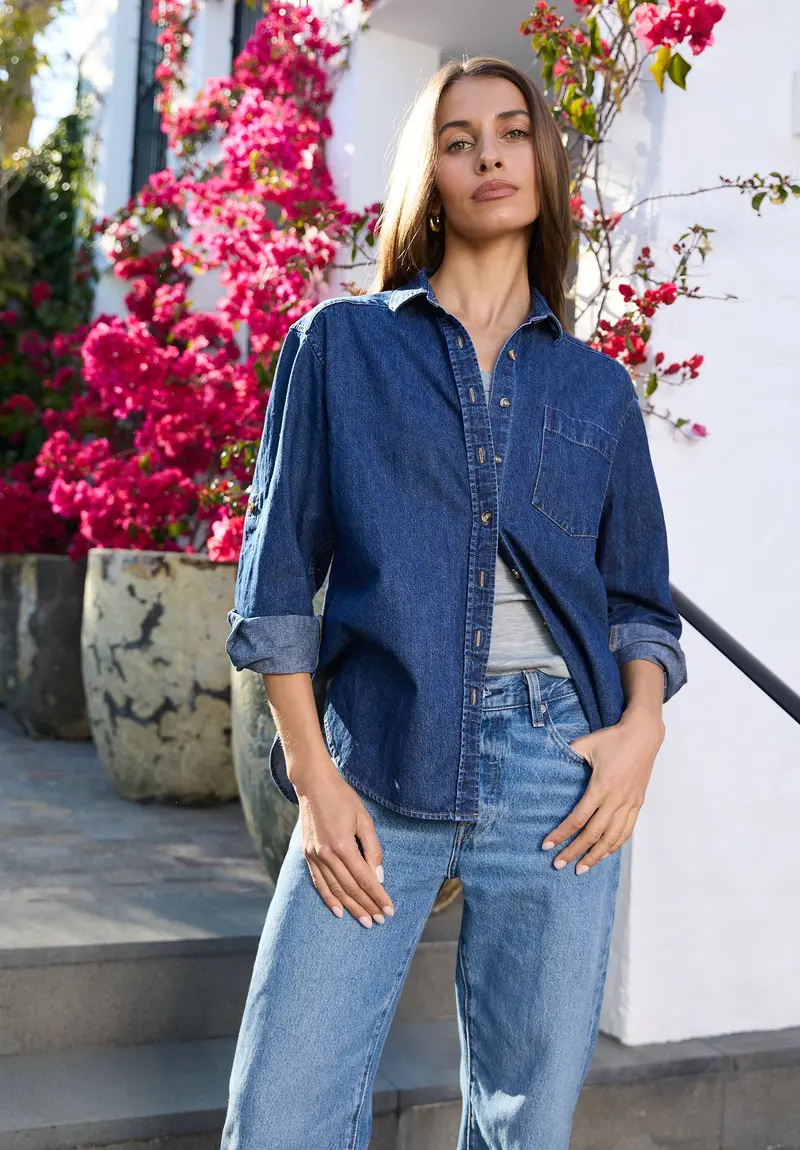 Denime Dark Blue Linen Shirt 1