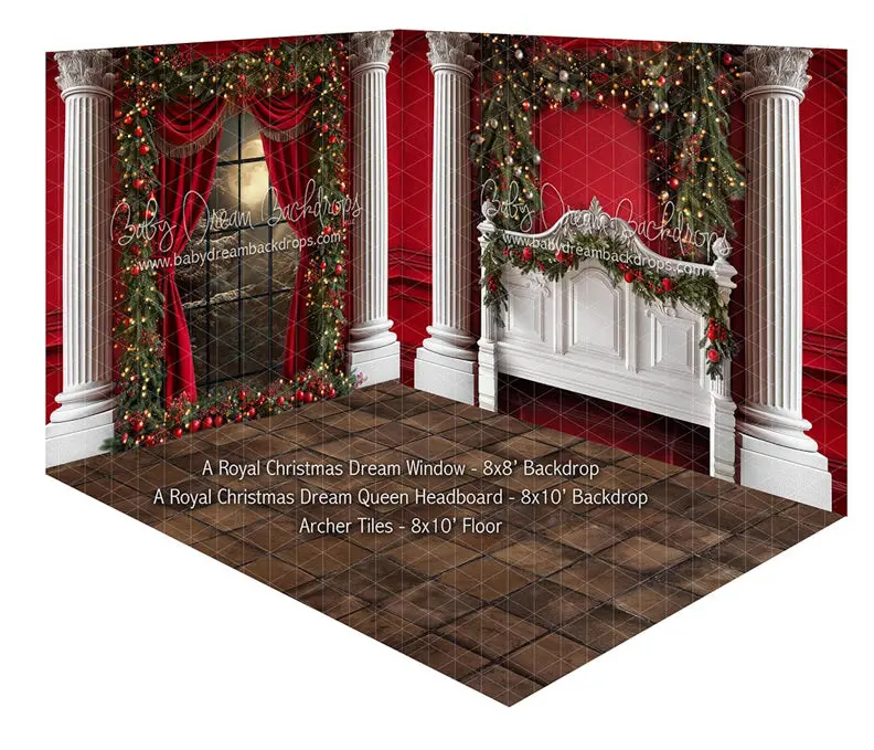 Fabric Room A Royal Christmas Dream Window + A Royal Christmas Dream Queen Headboard + Archer Tiles 1