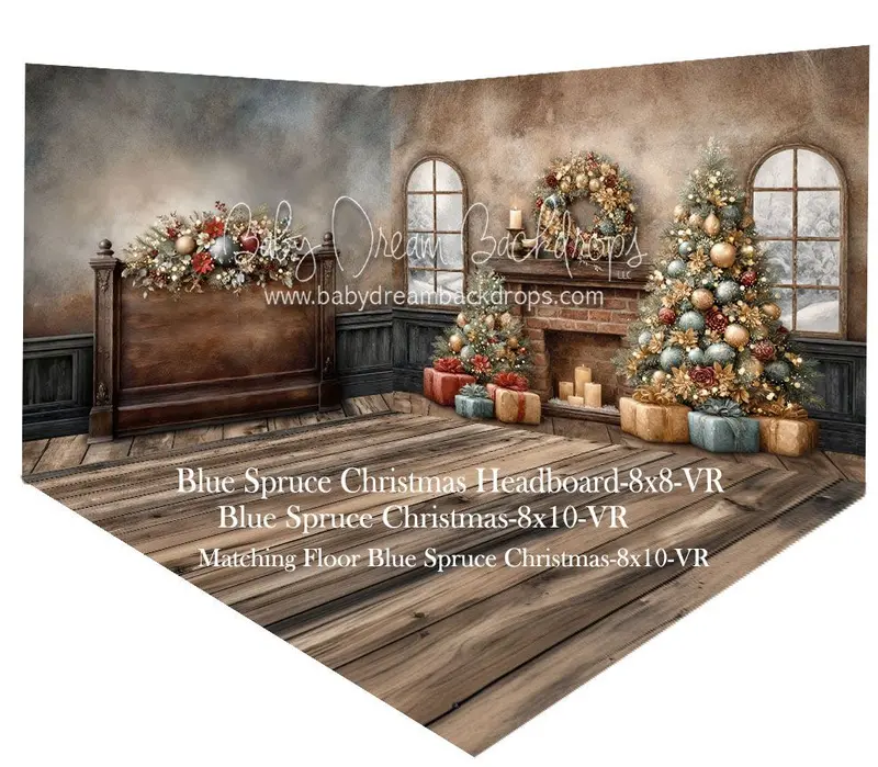 Fabric Room Blue Spruce Christmas + Blue Spruce Christmas Headboard + Blue Spruce Christmas Floor (Vr) 1