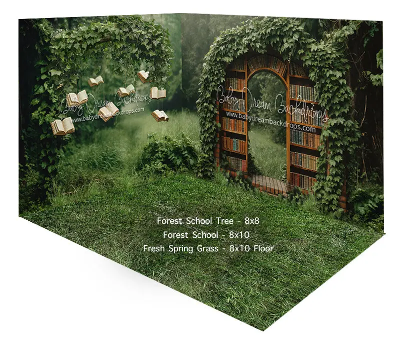 Fabric Room Forest School Tree + Forest School + Fresh Spring Grass 1