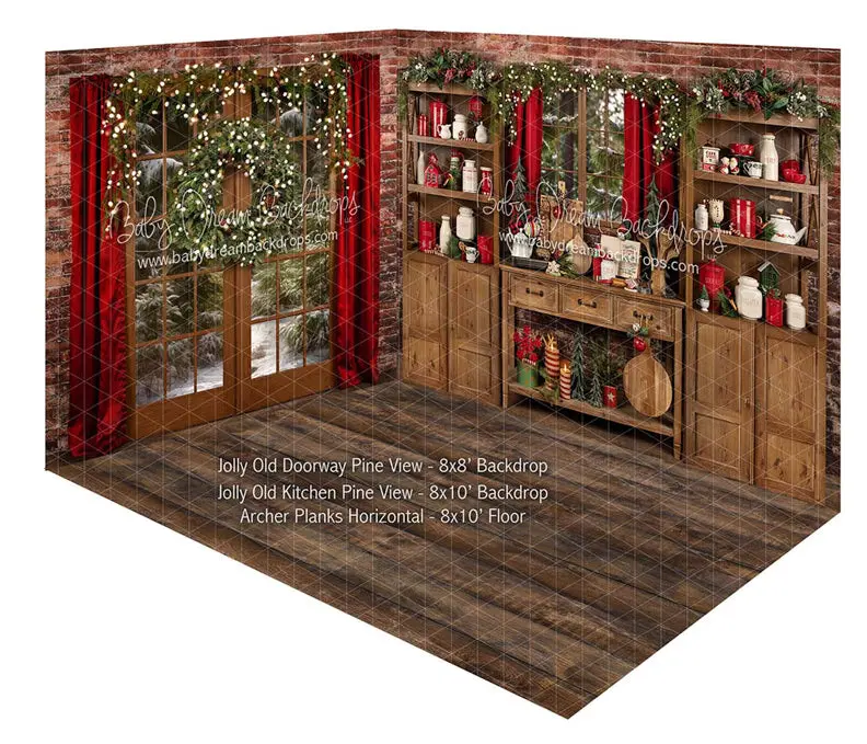Fabric Room Jolly Old Doorway Pine View + Jolly Old Kitchen Pine View + Archer Planks Horizontal (Ja) 1