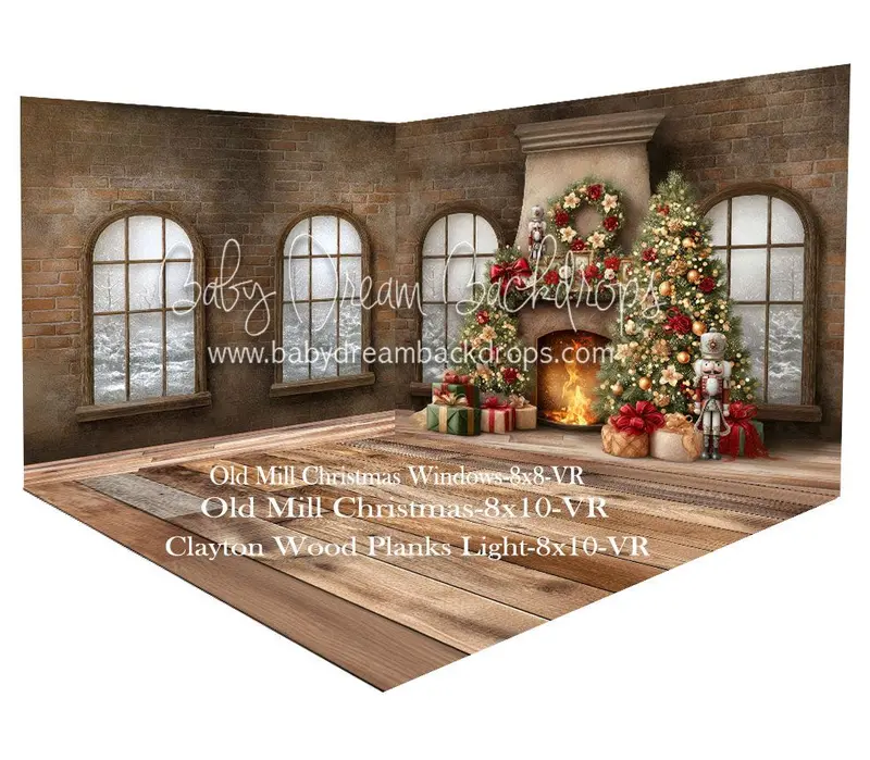 Fabric Room Old Mill Christmas + Old Mill Christmas Window + Clayton Wood Planks Light Floor (Vr) 1