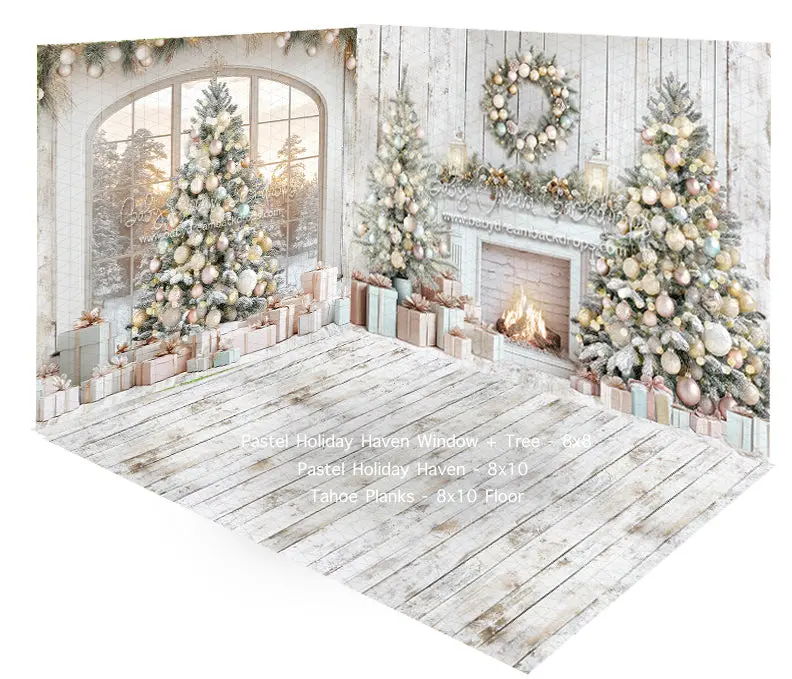 Fabric Room Pastel Holiday Haven Window + Tree + Pastel Holiday Haven + Tahoe Planks 1