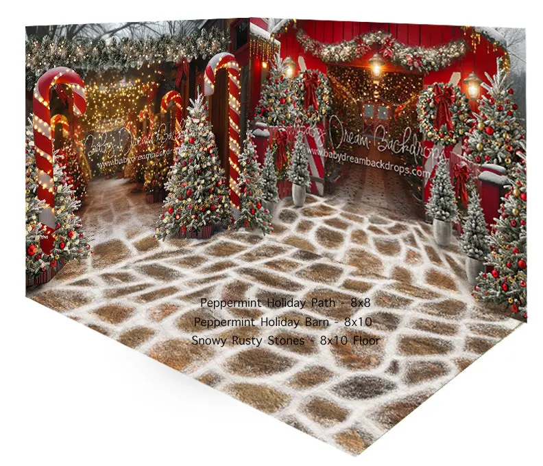 Fabric Room Peppermint Path + Barn + Snowy Rusty Stones Floor 1