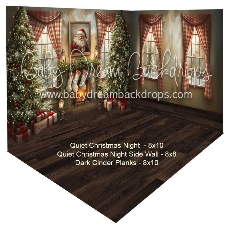 (Fabric Room) Quiet Christmas Night + Quiet Christmas Night Side Wall + Dark Cinder Planks 1