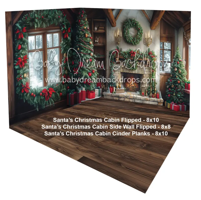 Fabric Room Santa's Christmas Cabin Flipped + Santa's Christmas Cabin Side Wall Flipped + Santa's Christmas Cabin Cinder Planks 1