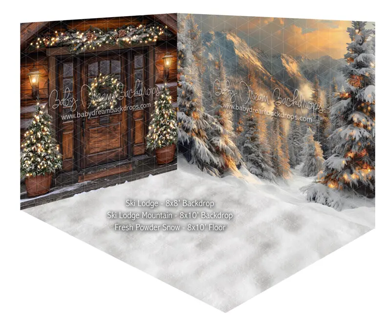 Fabric Room Ski Lodge + Ski Lodge Mountain + Fresh Powder Snow 1