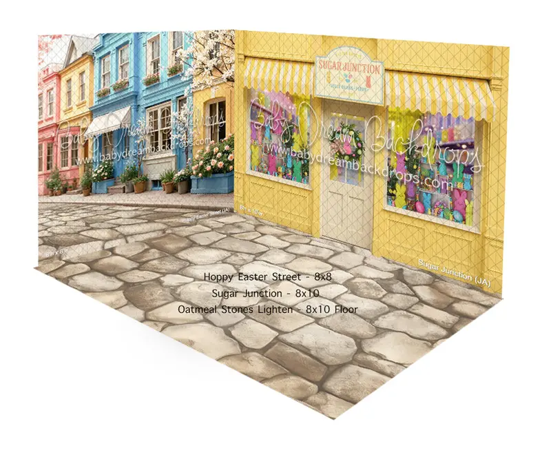 Fabric Room Sugar Junction + Hoppy Easter Street + Oatmeal Stones Lighten Floor 1