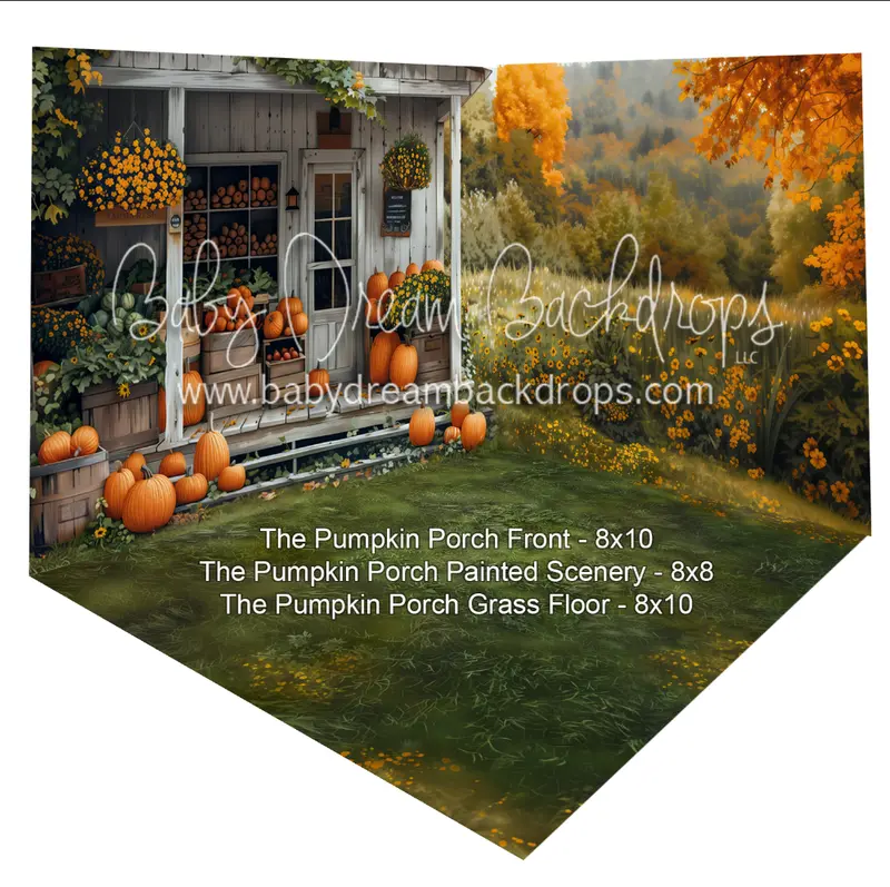 Fabric Room The Pumpkin Porch Front + The Pumpkin Porch Painted Scenery + The Pumpkin Porch Grass Floor 1