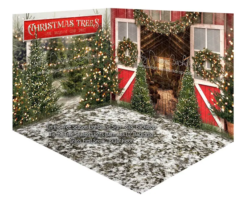 Fabric Room Tis The Tree Season Lights And Sign + Tis The Tree Season Lights Barn + Grass First Snow (Ja) 1
