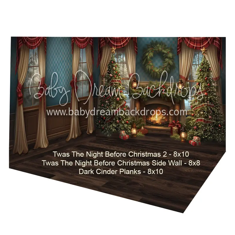 (Fabric Room) Twas The Night Before Christmas 2 + Twas The Night Before Christmas Side Wall + Dark Cinder Planks 1