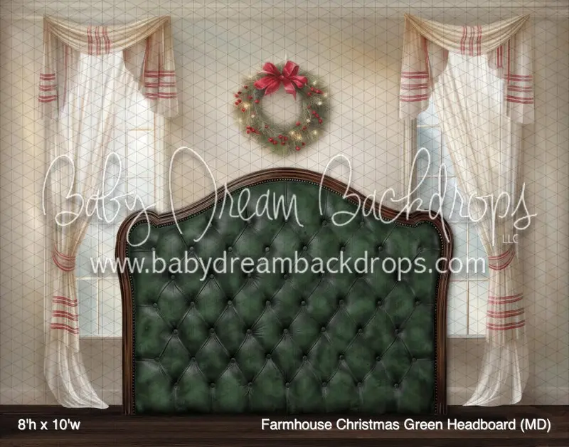 Farmhouse Christmas Green Headboard (Md) 1