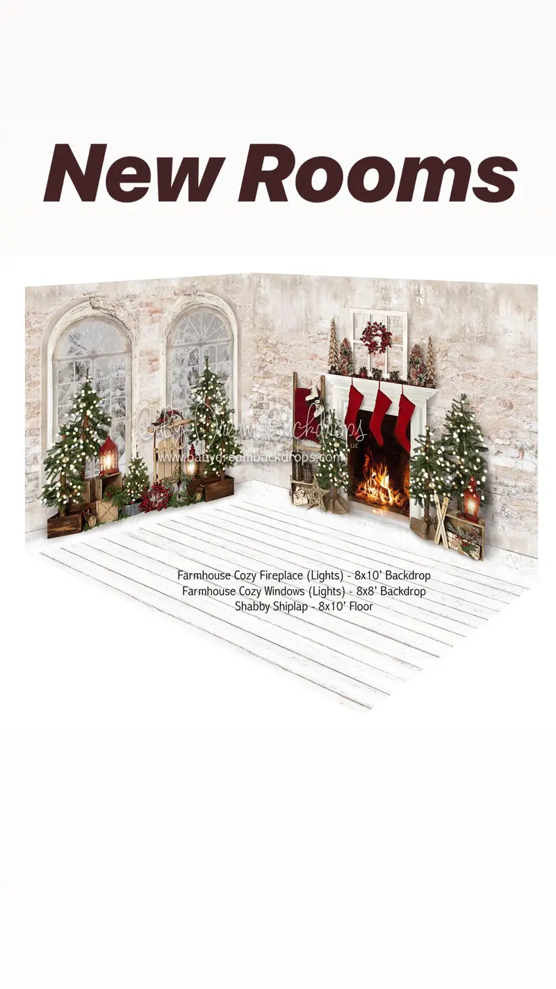 Farmhouse Cozy Fireplace (Lights) And Farmhouse Cozy Windows (Lights) Fabric Room 1