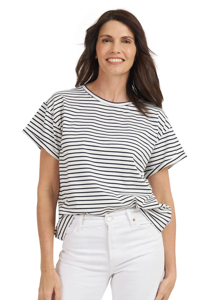 Francy Black Stripes Rolled Sleeve T-Shirt 1
