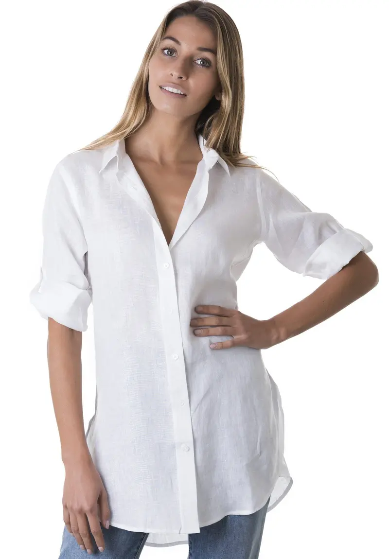 Gaia White Relaxed Linen Tunic 1