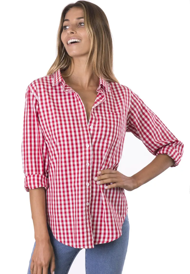 Gigi Red Gingham Relaxed Cotton Shirt 1