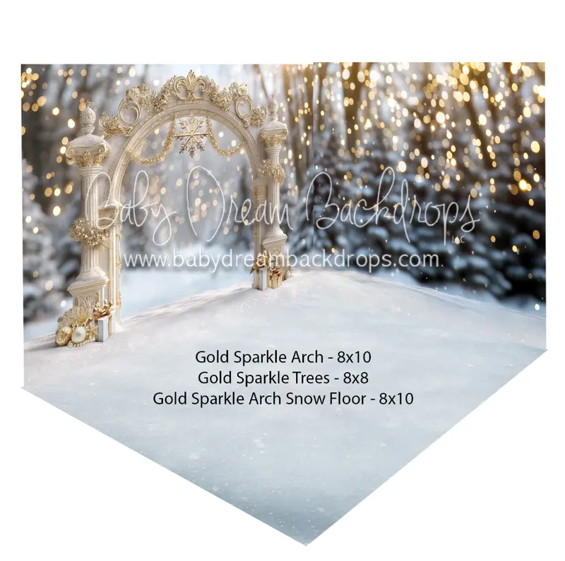 Gold Sparkle Arch + Gold Sparkle Trees + Gold Sparkle Arch Snow Floor 1