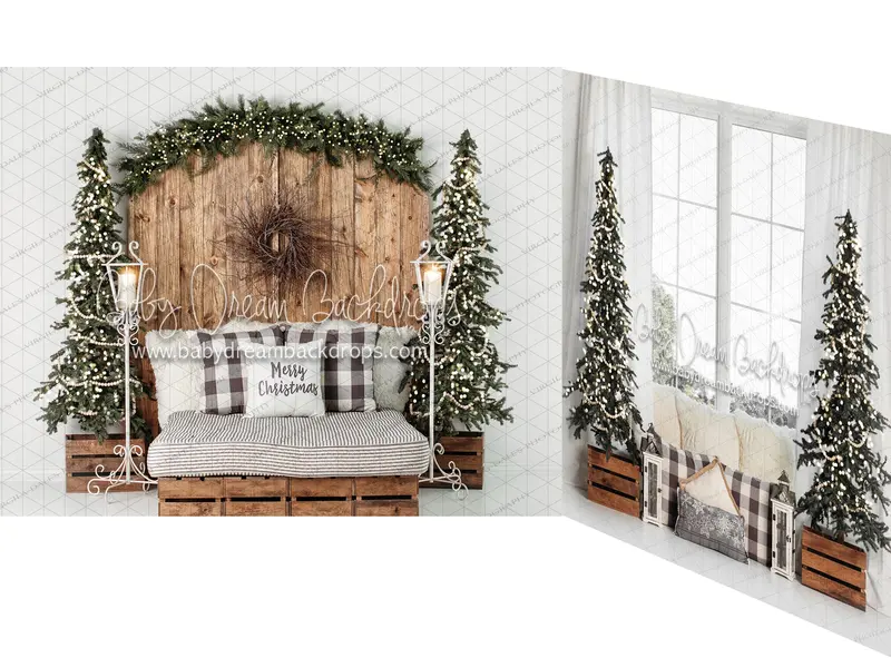 Golden Christmas Dreams Headboard And Window With Lights 1