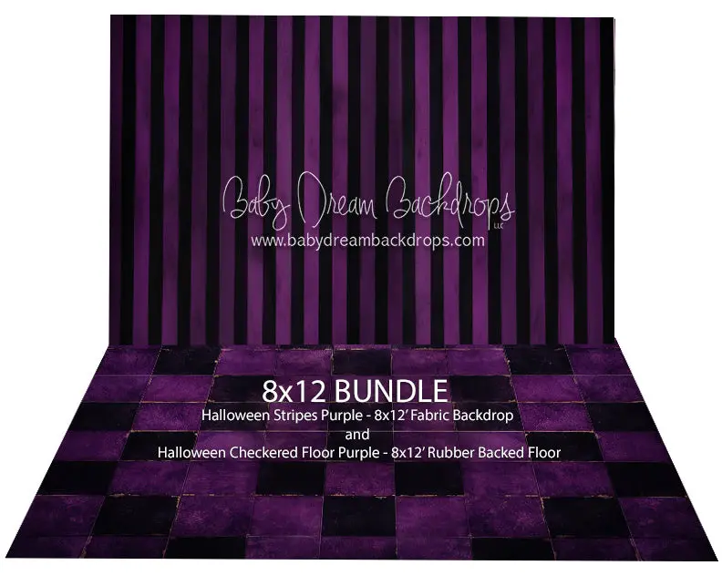 Halloween Stripes Purple + Halloween Checkered Floor Purple 1