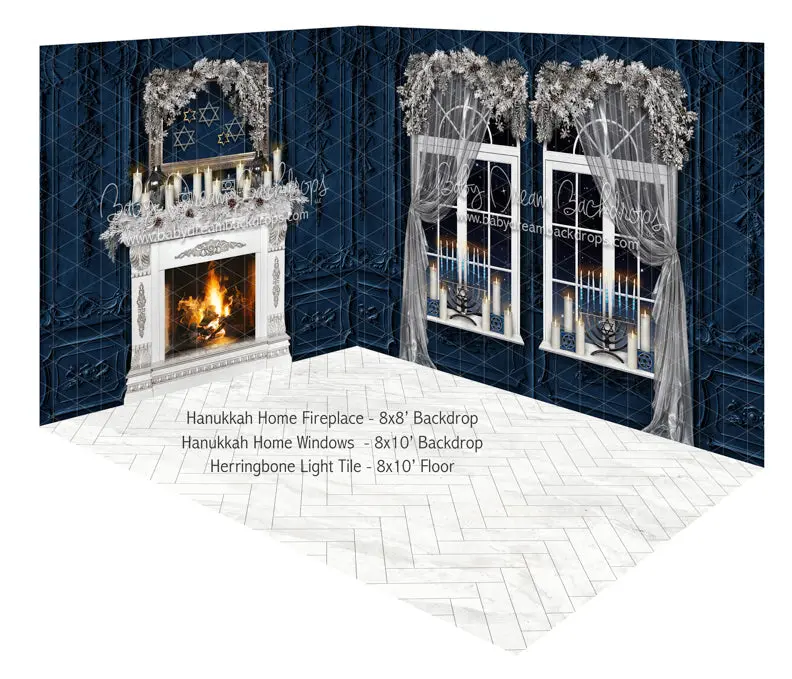 Hanukkah Home Fireplace And Hanukkah Home Windows Fabric Room 1