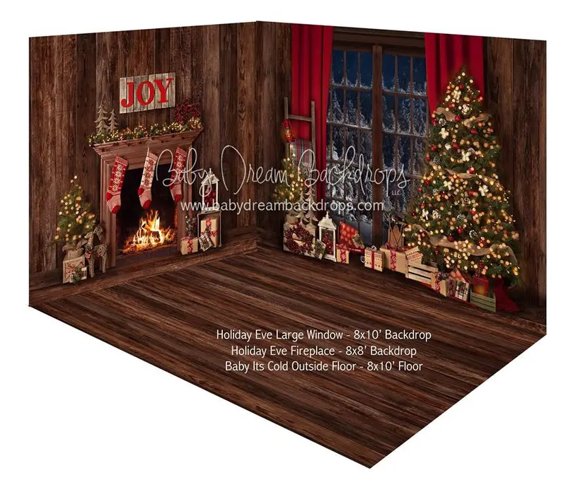 Holiday Eve Large Window And Holiday Eve Fireplace Fabric Room 1