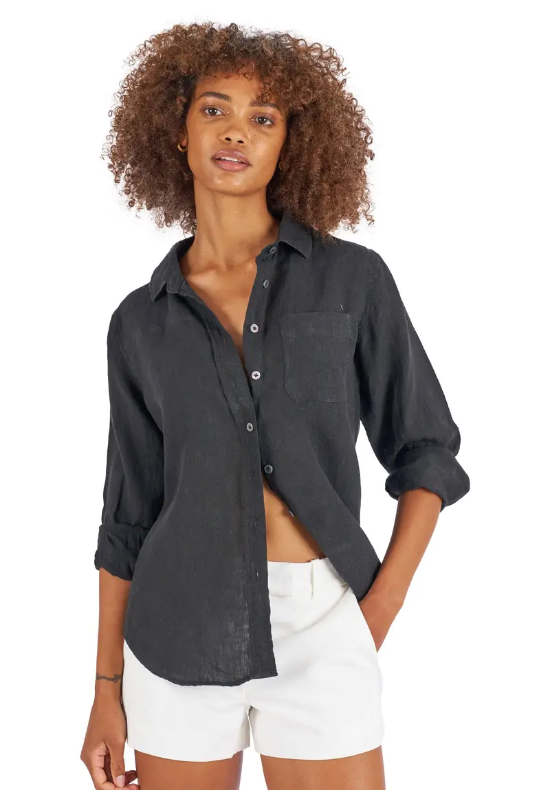 Iris Black Classic Fit Linen Shirt 1
