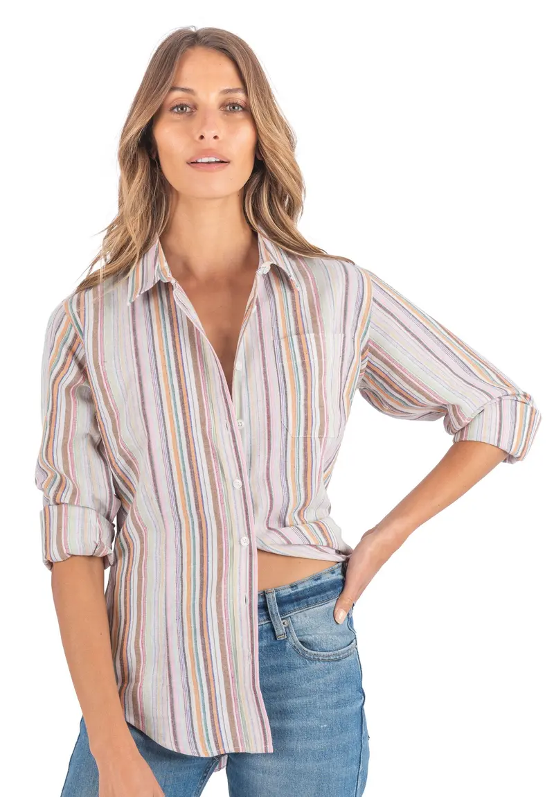 Iris Warm Stripes Classic Fit Linen Shirt 1