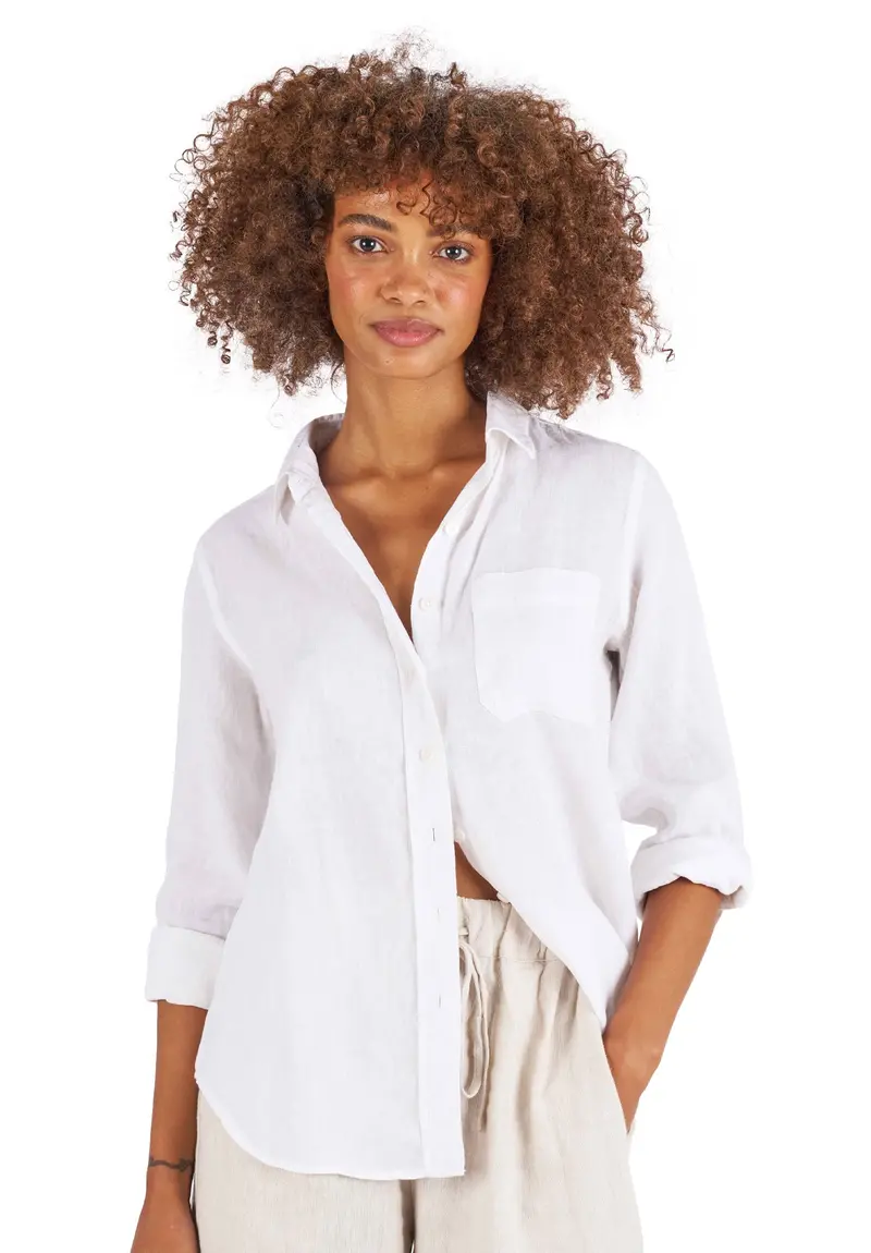 Iris White Classic Fit Linen Shirt 1
