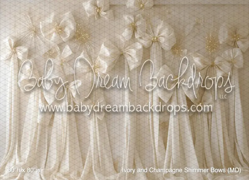 Ivory And Champagne Shimmer Bows (Md) 1
