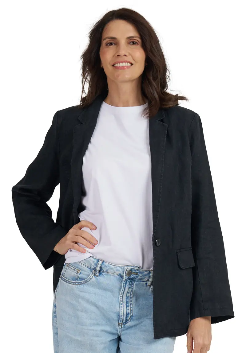 Jackie Black Oversized Linen Blazer 1